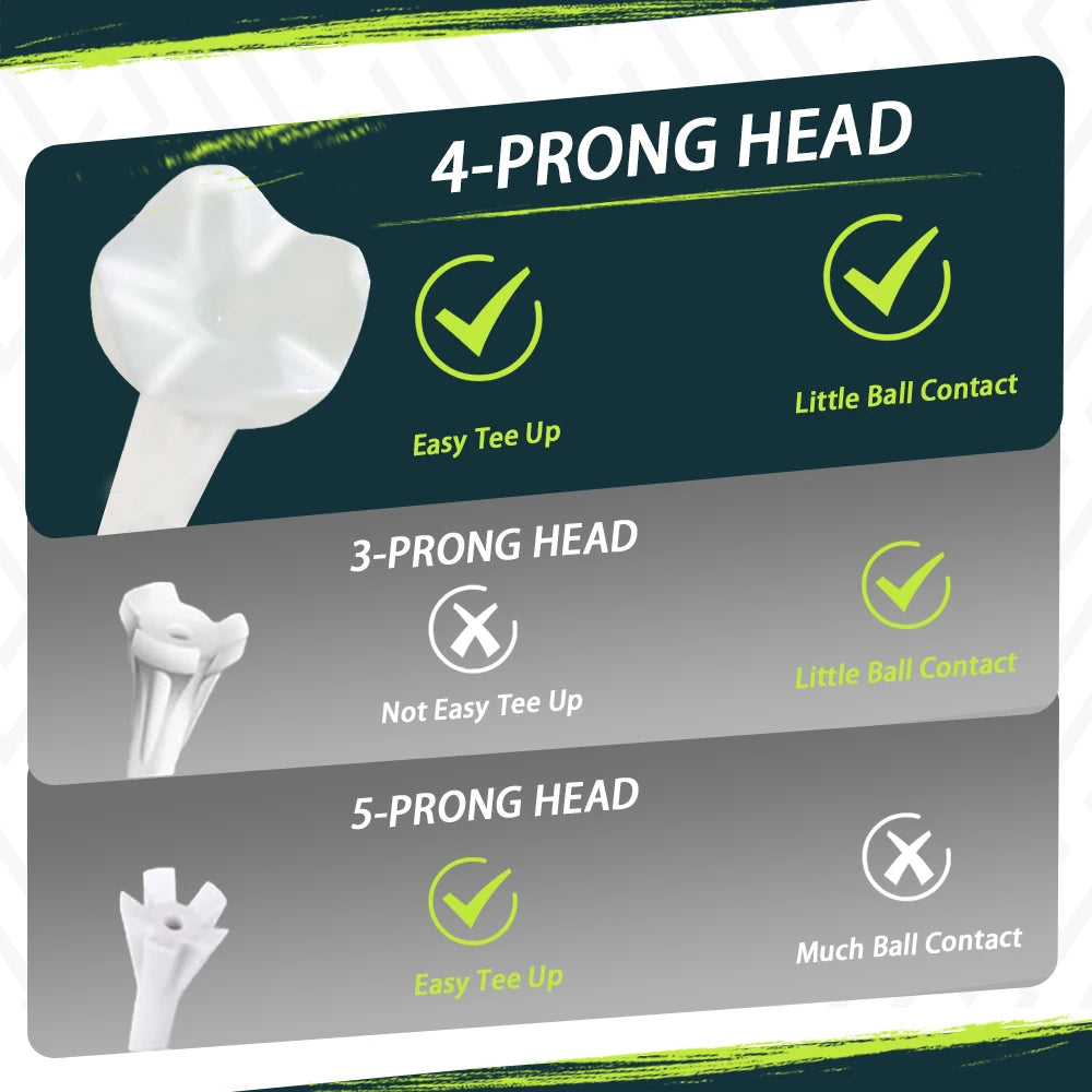 【20pcs】70mm/83mm Colored Striped Golf Tee - Durable Four-fork Plastic Golf Tee Set - High-end Golf Accessories for Men and Women