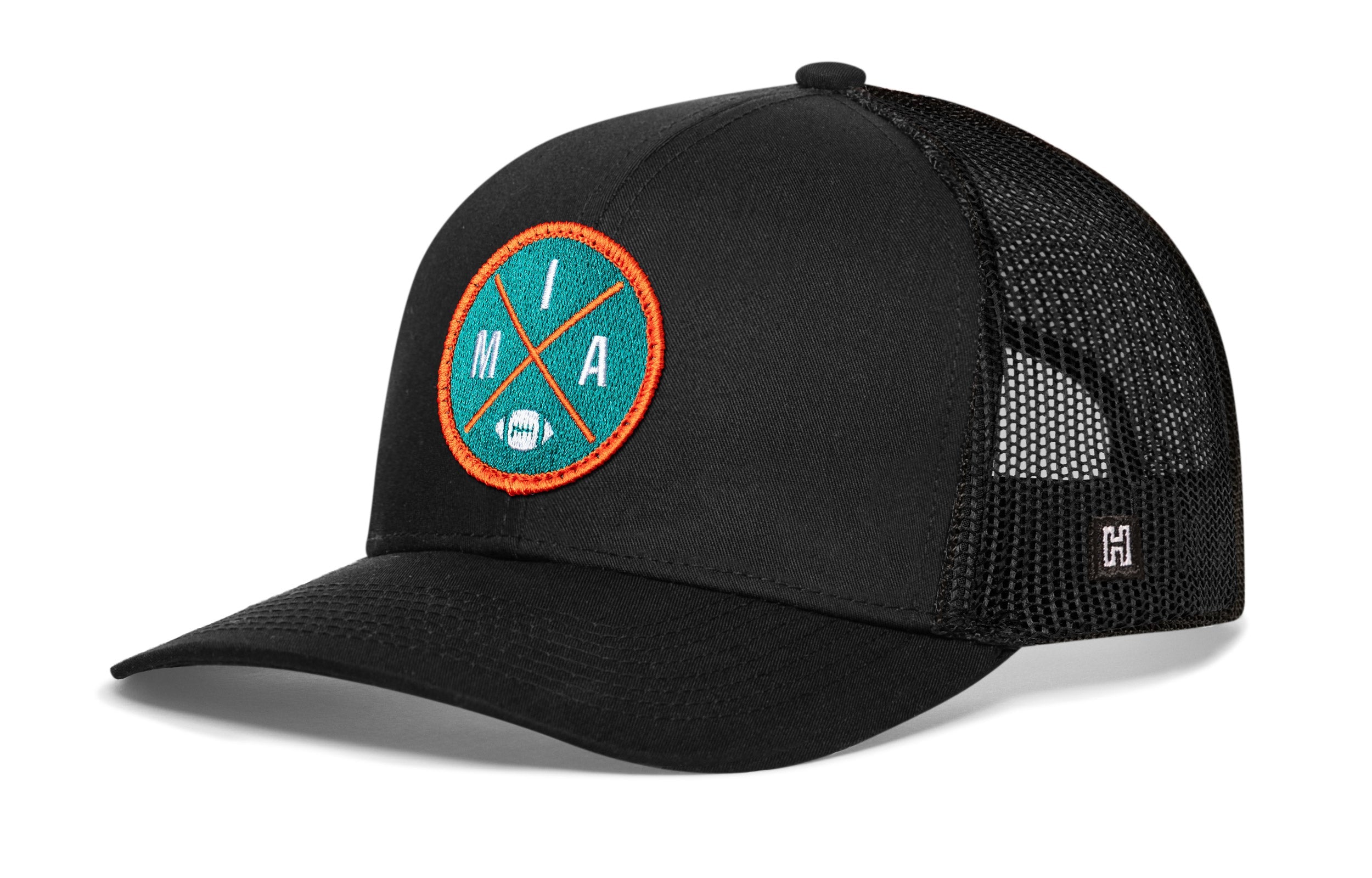 Miami Trucker Hat  |  Black MIA X Football Snapback