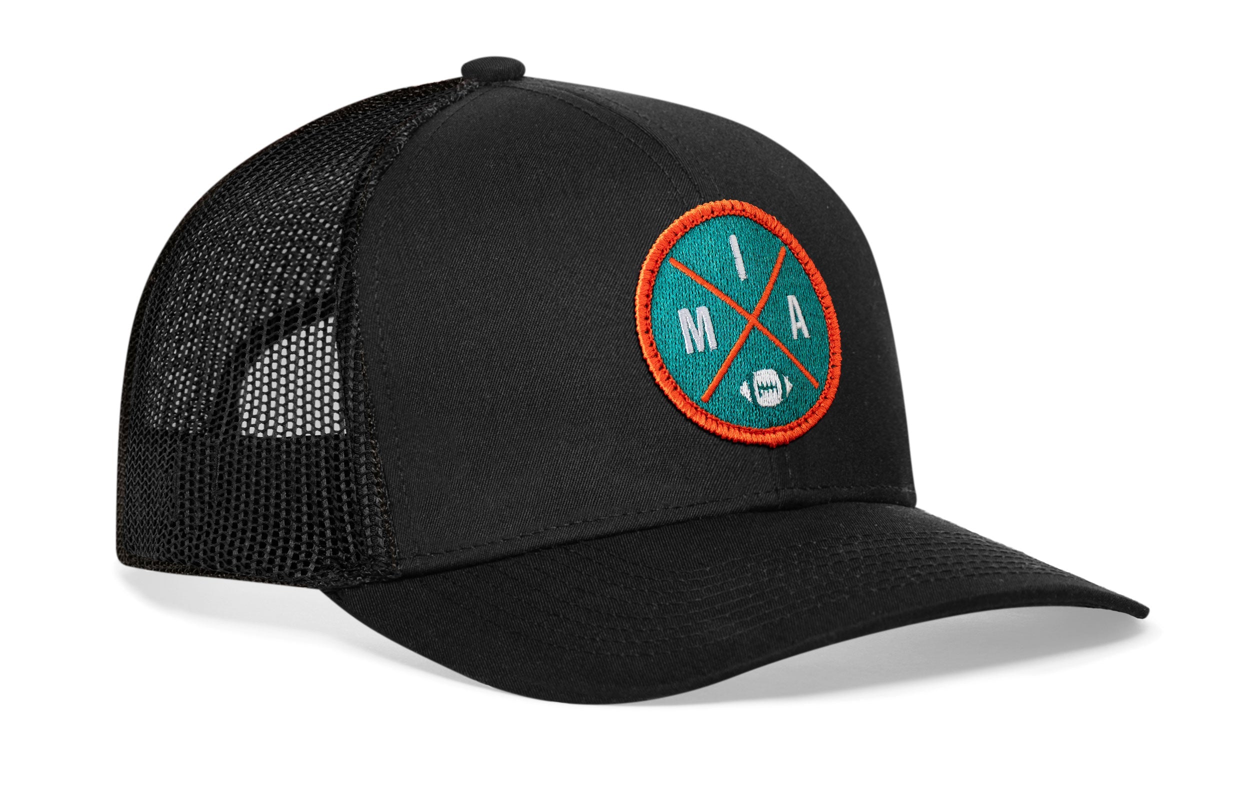 Miami Trucker Hat  |  Black MIA X Football Snapback