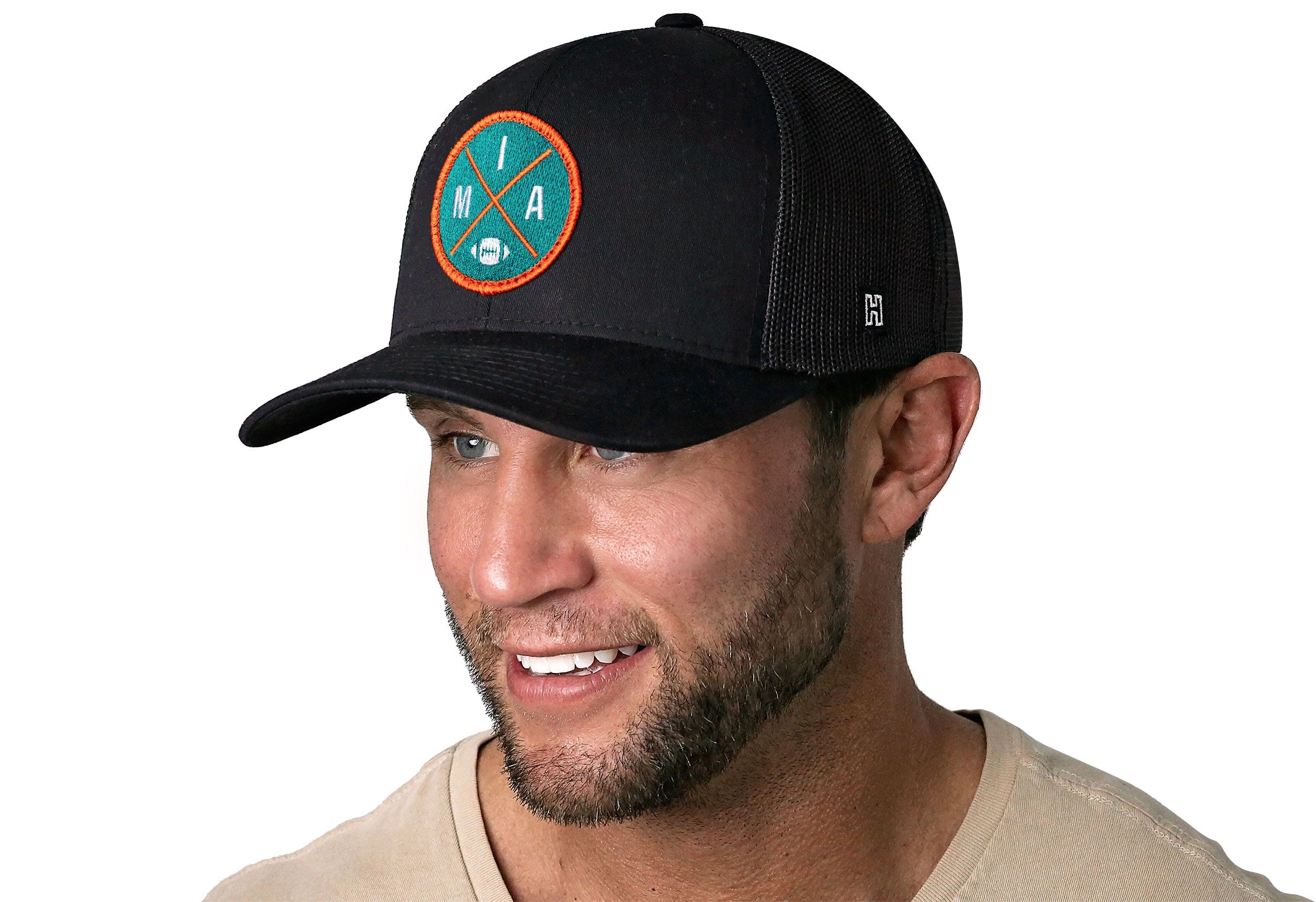 Miami Trucker Hat  |  Black MIA X Football Snapback