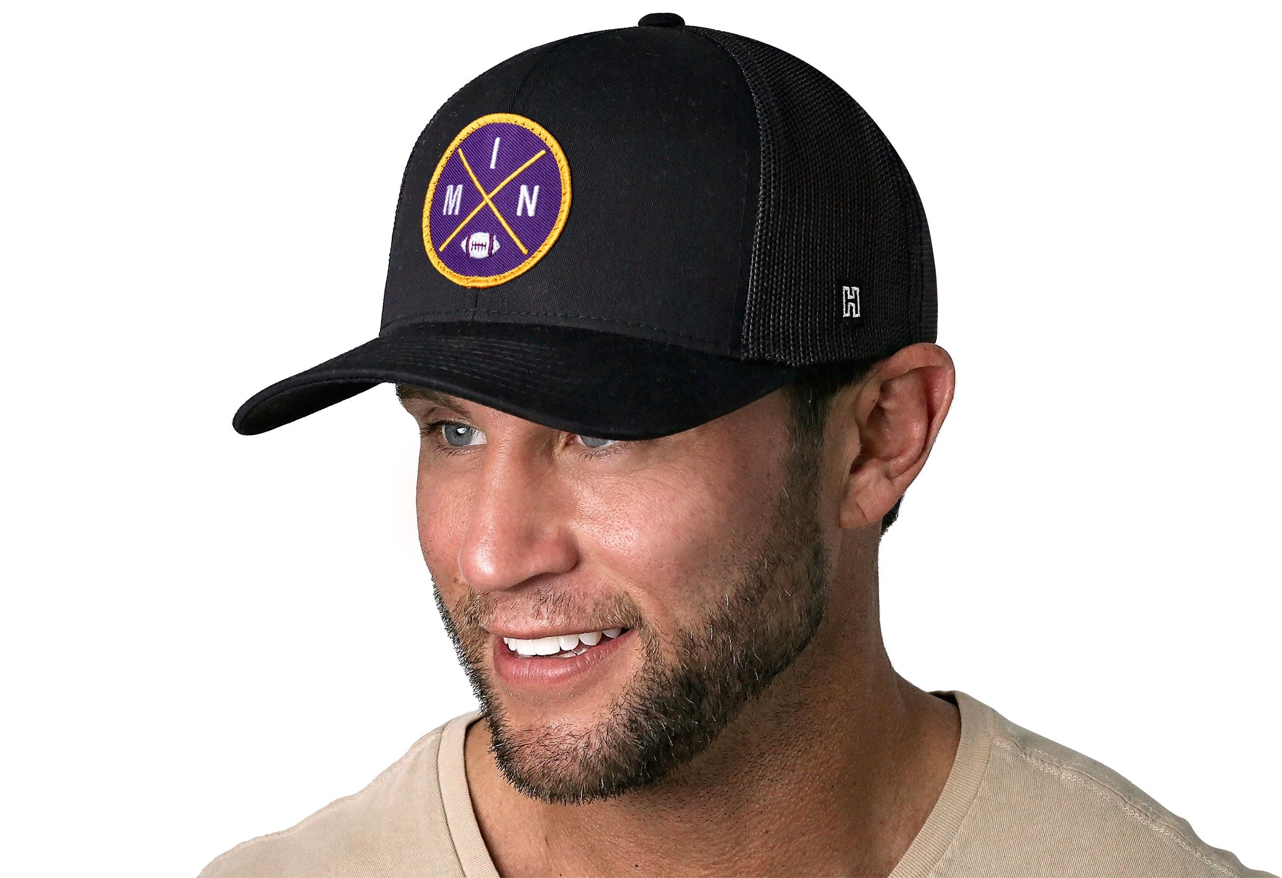 Minnesota Trucker Hat  |  Black MIN X Football Snapback
