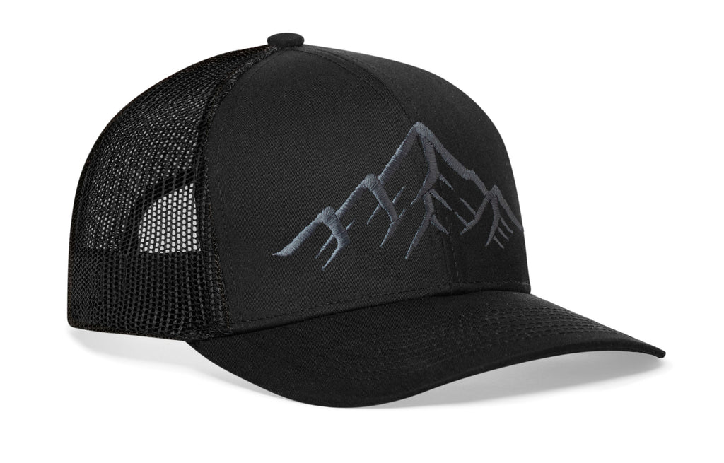 Mountain Range Trucker Hat  |  Black Outdoors Snapback