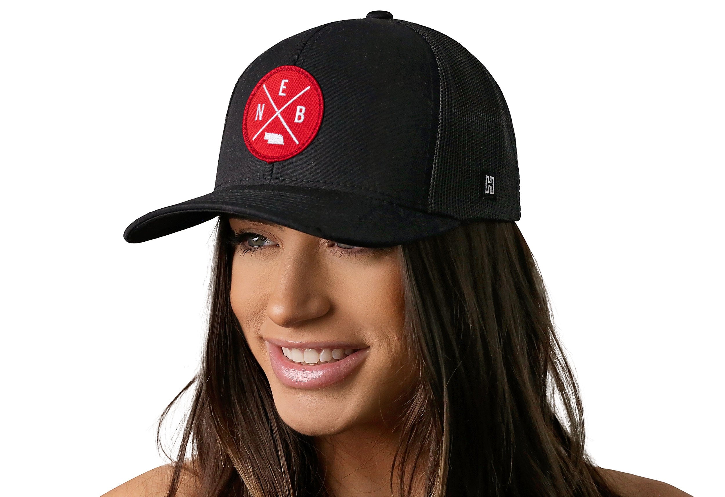 Nebraska Trucker Hat  |  Black  Snapback with NEB