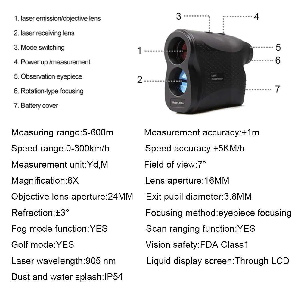 Portable Laser Rangefinder for Golf 600M