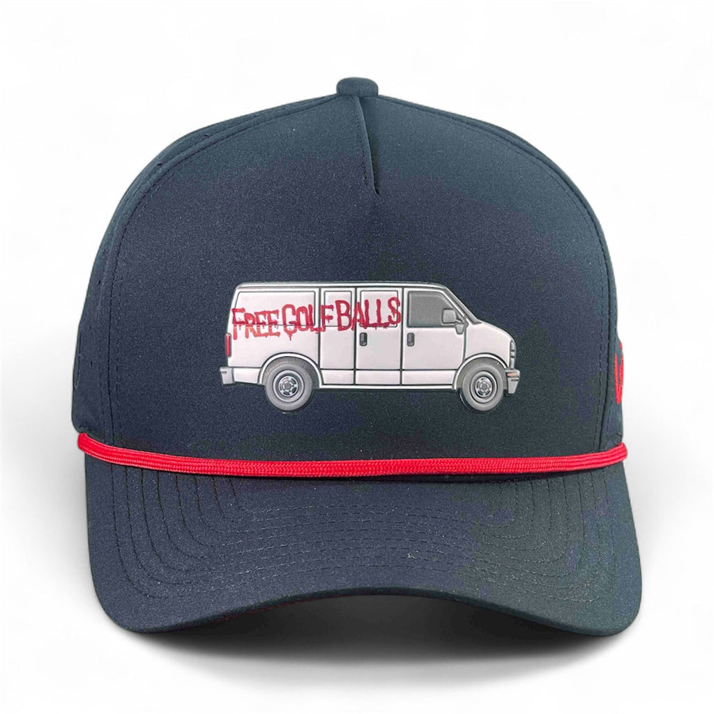 Free Golf Balls Van Golf Hat | Snapback Cap | Built-in Magnetic Ball Marker Holder + Marker Included | Free Golf Balls Van | Adjustable Black