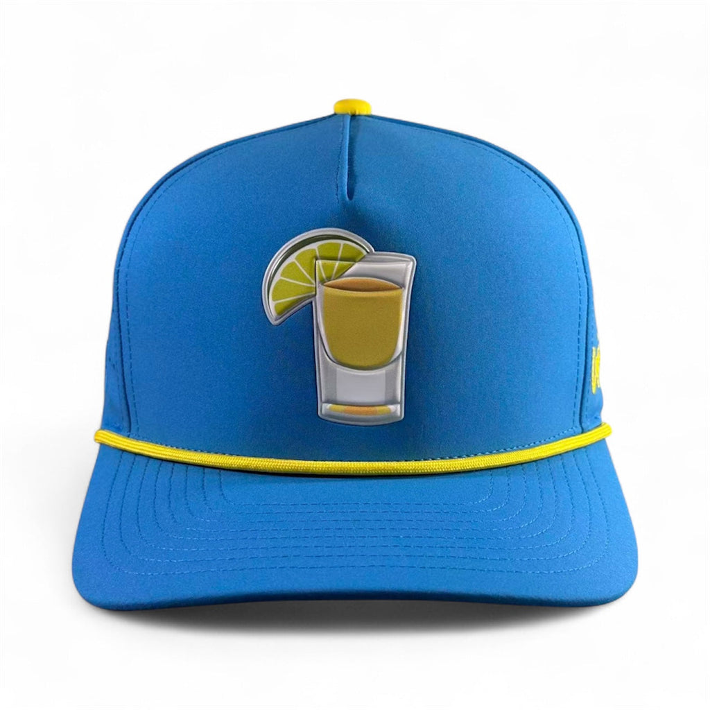 Tequila and Lime Golf Hat | Snapback Cap | Built-in Magnetic Ball Marker Holder + Marker Included | Adjustable | Shot Glass