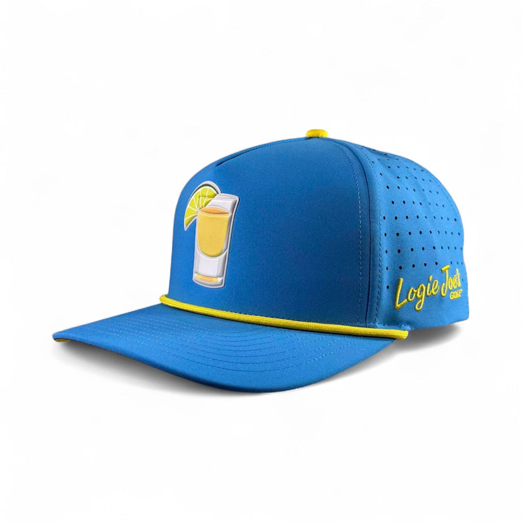 Tequila and Lime Golf Hat | Snapback Cap | Built-in Magnetic Ball Marker Holder + Marker Included | Adjustable | Shot Glass