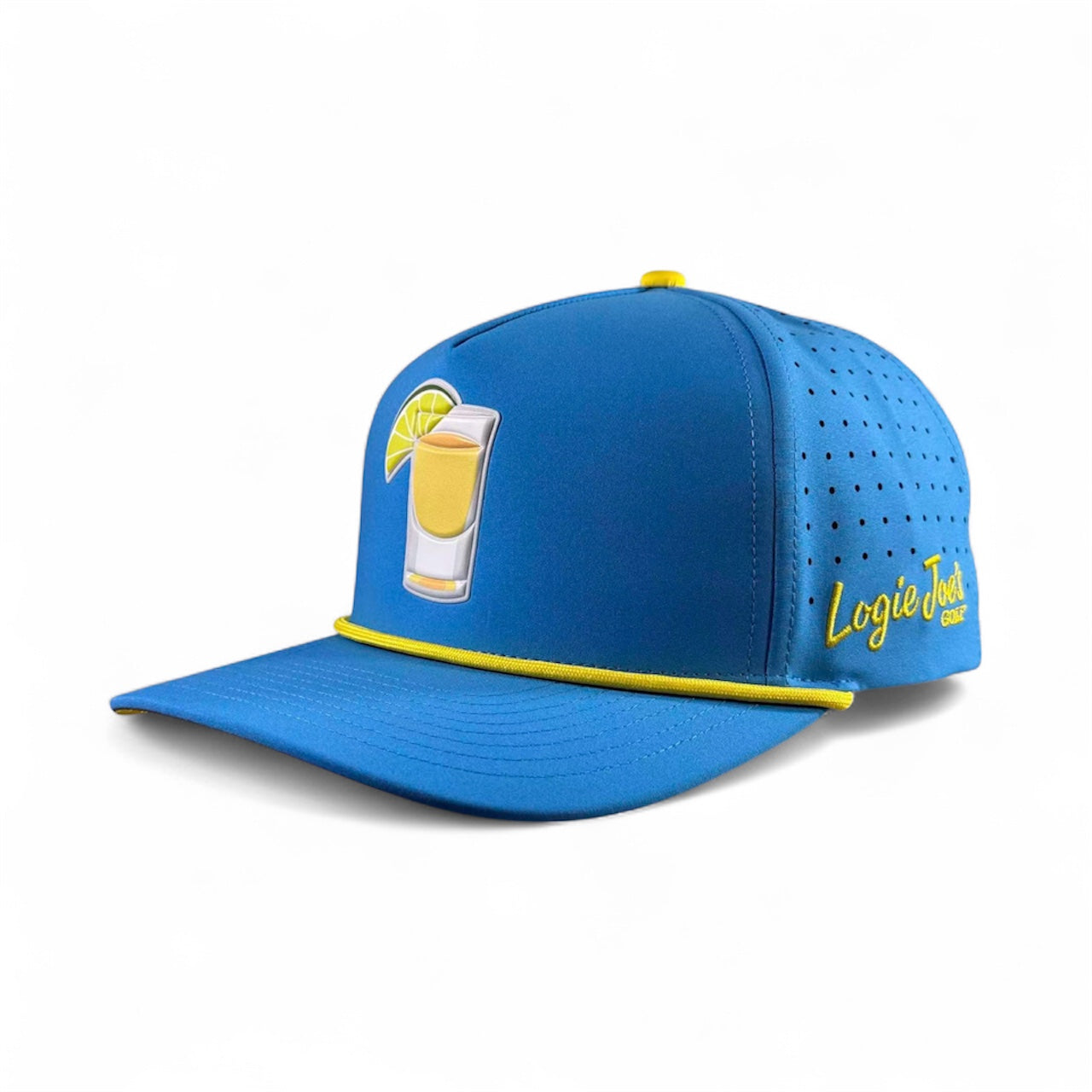 Tequila and Lime Golf Hat | Snapback Cap | Built-in Magnetic Ball Marker Holder + Marker Included | Adjustable | Shot Glass