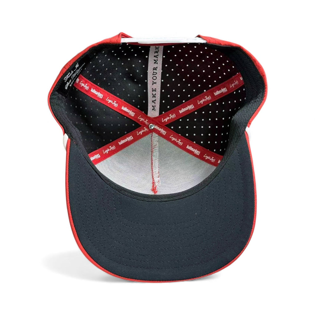 Missing Milk Golf Hat | Snapback Cap | Built-in Magnetic Ball Marker Holder + Marker Included | Missing Golf Ball | Adjustable Red