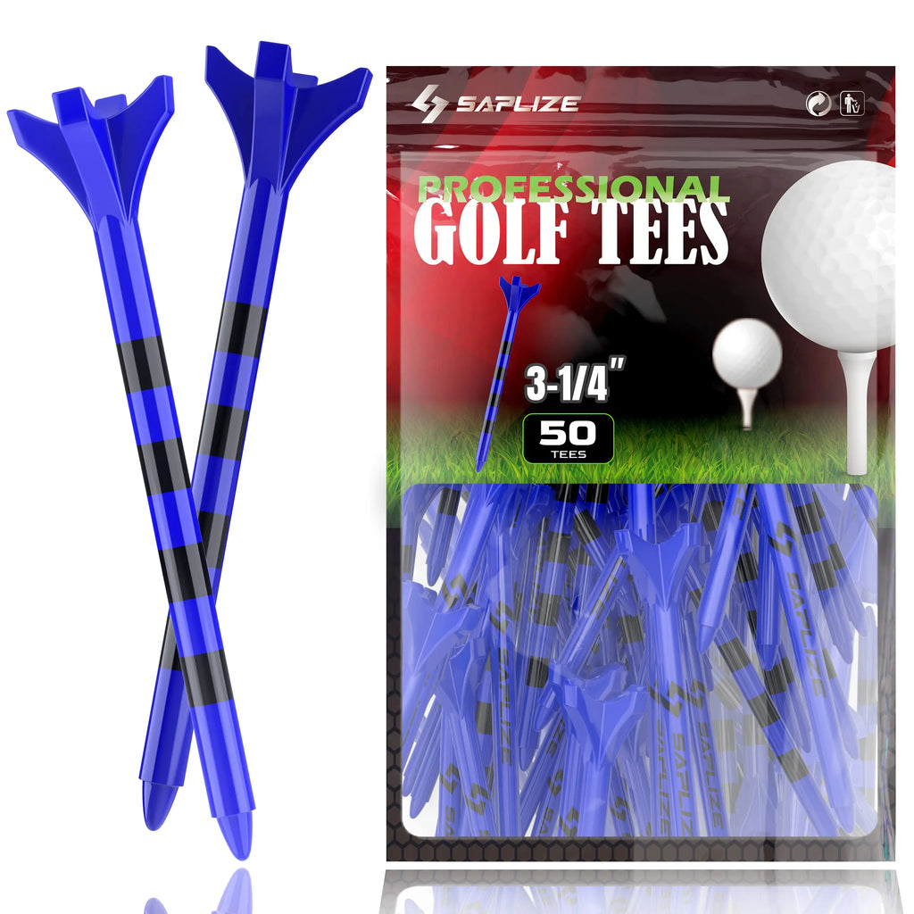 SAPLIZE Plastic Golf Tees Pack of 100(1-1/2"& 3-1/4" Available) Reduces Friction & Side Spin 4 Prongs Plastic Tees Mixed
