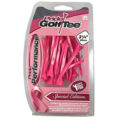 Pride Performance Professional Tee System Evolution 3-1/4 Inch Plastic Golf Tees (30 Breast Cancer Awareness 3 1/4" Tees)